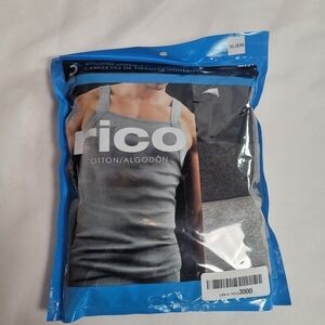 New Rico 3 Pack Men's Cotton Modern Tank Top Black Gray Assorted Size XL